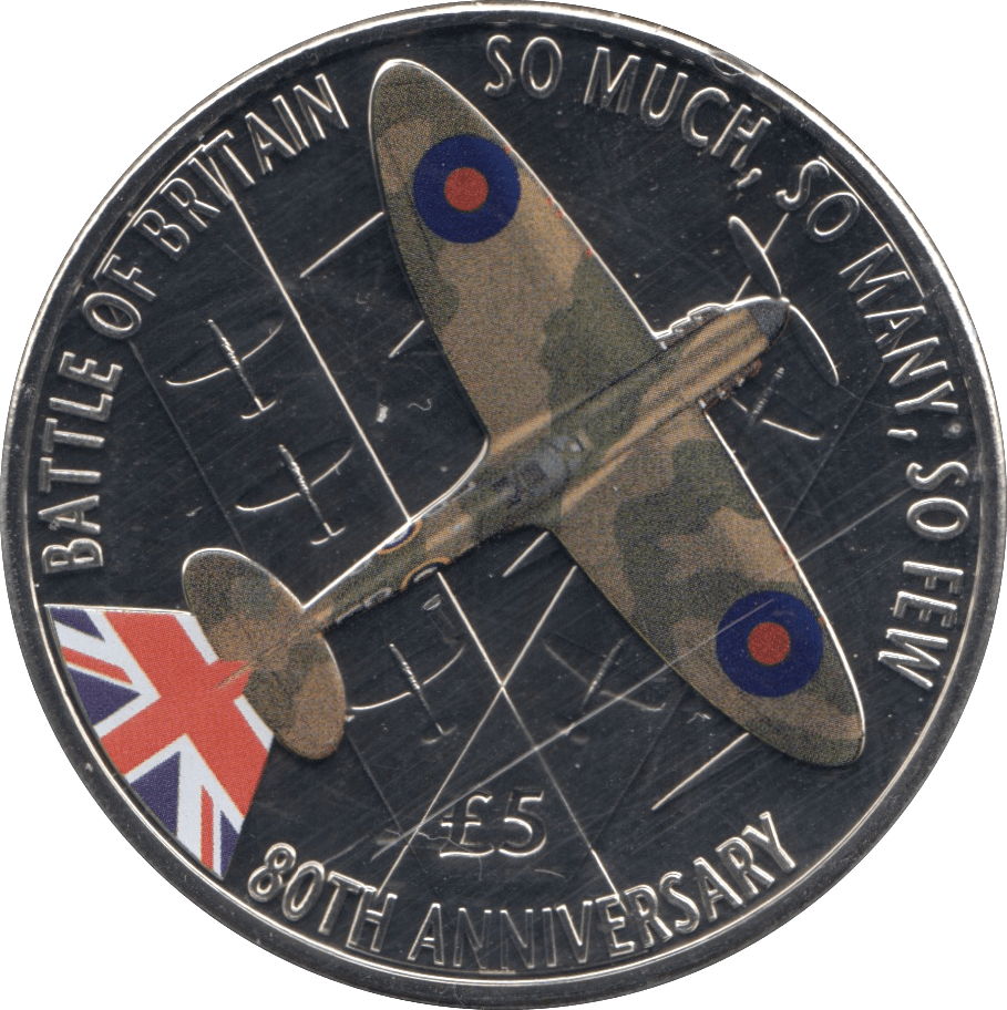 2020 GUERNSEY FIVE POUND BATTLE OF BRITAIN COIN (BU) - WORLD COINS - Cambridgeshire Coins