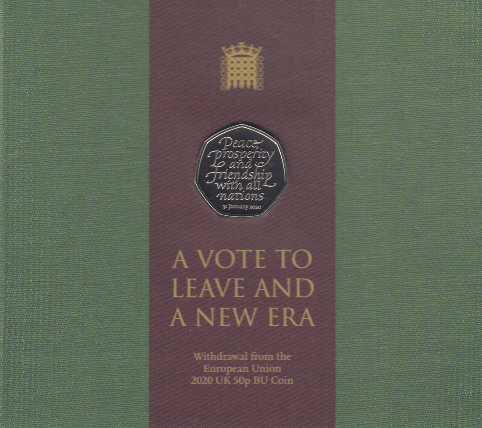 2020 NEW BREXIT 50P FIFTY PENCE BRILLIANT UNCIRCULATED BU ROYAL MINT COIN PACK - 50p BU Pack - Cambridgeshire Coins