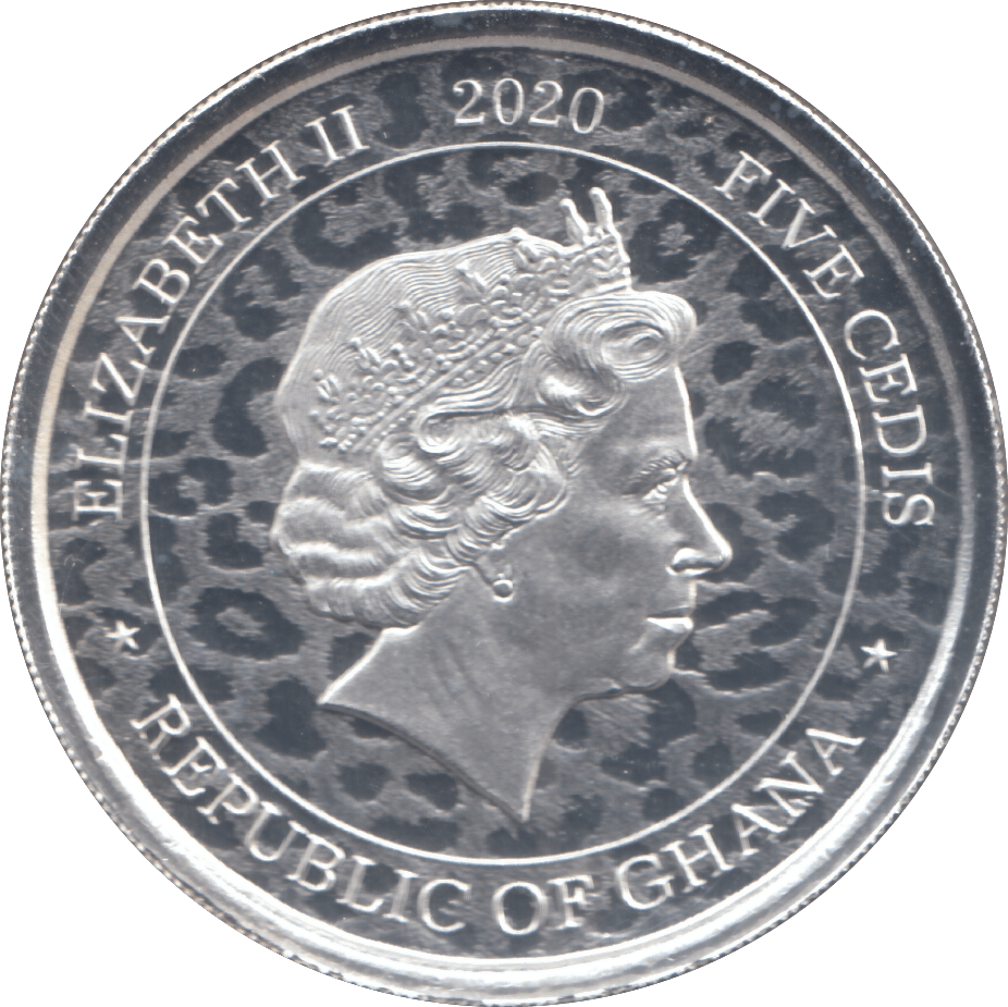 2020 SILVER GHANA FIVE CEDIS ( BU ) - SILVER WORLD COINS - Cambridgeshire Coins