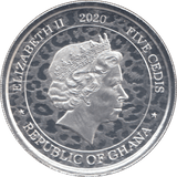 2020 SILVER GHANA FIVE CEDIS ( BU ) - SILVER WORLD COINS - Cambridgeshire Coins
