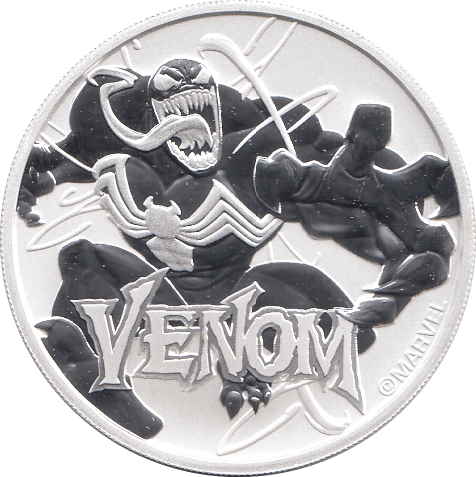 2020 SILVER MARVEL ONE DOLLAR VENOM TUVALU - SILVER WORLD COINS - Cambridgeshire Coins