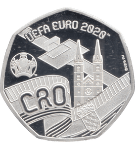 2020 SILVER PLATED 20 PENCE UEFA EURO 2020 - 20p Proof - Cambridgeshire Coins