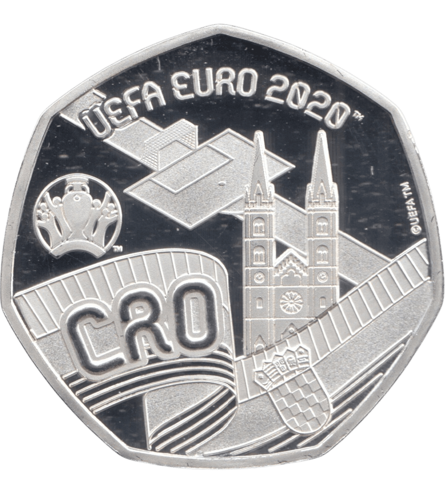 2020 SILVER PLATED 20 PENCE UEFA EURO 2020 - 20p Proof - Cambridgeshire Coins