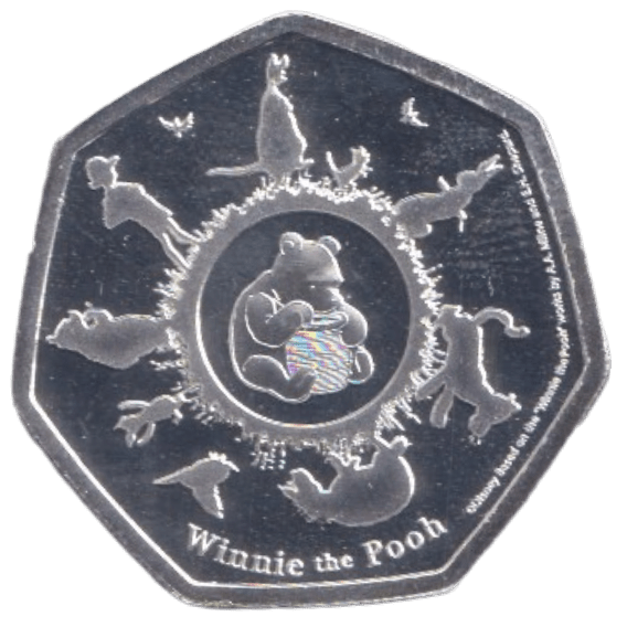 2020 SILVER PLATED 50P SHAPED COIN WINNIE THE POOH (Copy) - 50P SHAPED COIN - Cambridgeshire Coins