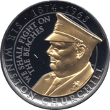 2020 SILVER PLATED BLACK PROOF ONE CROWN GIBRALTAR CHURCHILL BEACHES - SILVER WORLD COINS - Cambridgeshire Coins