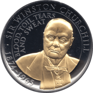 2020 SILVER PLATED BLACK PROOF ONE CROWN GIBRALTAR CHURCHILL BLOOD TEARS - SILVER WORLD COINS - Cambridgeshire Coins