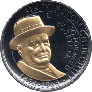 2020 SILVER PLATED BLACK PROOF ONE CROWN GIBRALTAR CHURCHILL FORWARD - SILVER WORLD COINS - Cambridgeshire Coins