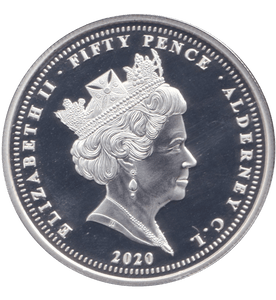 2020 SILVER PLATED FIFTY PENCE ALDERNEY - WORLD COINS - Cambridgeshire Coins