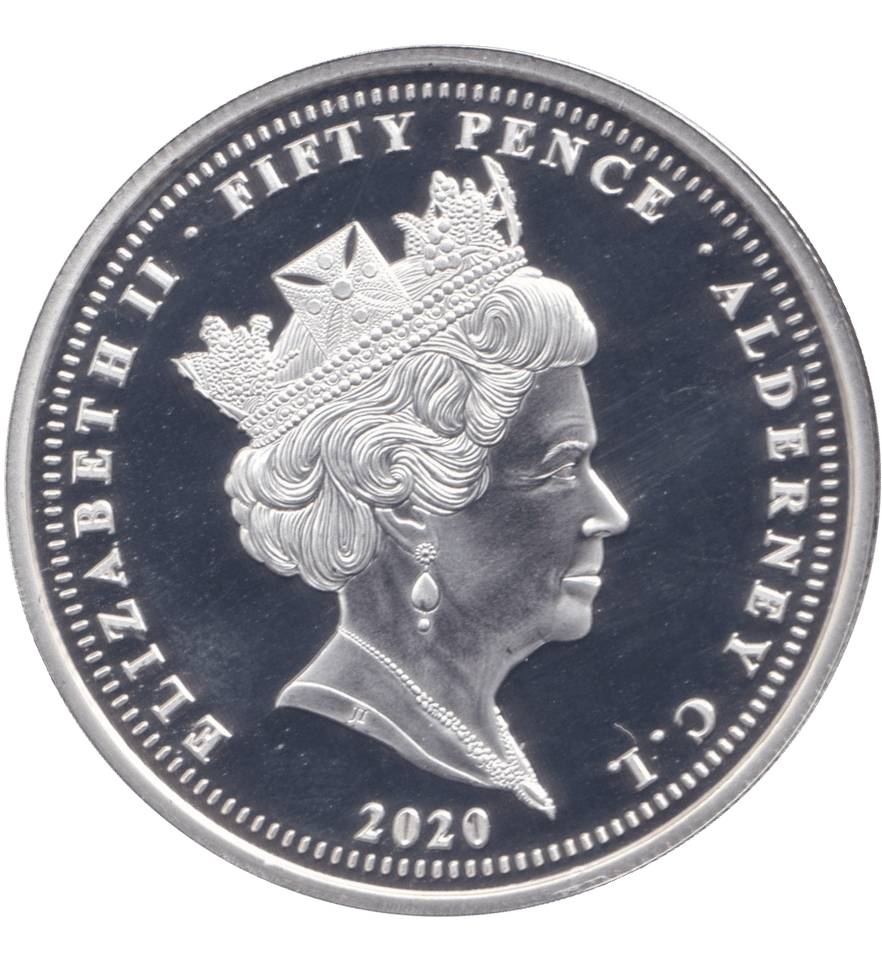 2020 SILVER PLATED FIFTY PENCE ALDERNEY - WORLD COINS - Cambridgeshire Coins