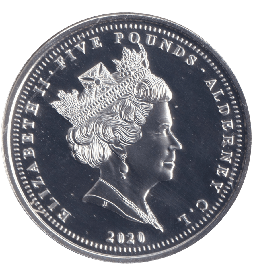 2020 SILVER PLATED FIVE POUNDS ALDERNEY - WORLD COINS - Cambridgeshire Coins
