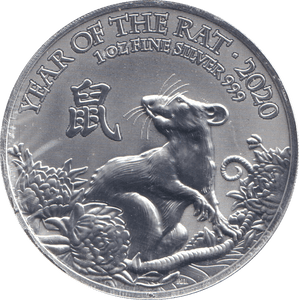 2020 SILVER PROOF 2 POUND YEAR OF THE RAT - SILVER WORLD COINS - Cambridgeshire Coins