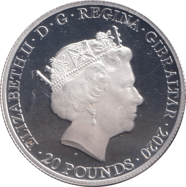 2020 SILVER PROOF 20 POUNDS GIBRALTAR - SILVER WORLD COINS - Cambridgeshire Coins