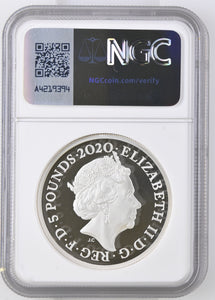 2020 SILVER PROOF 2OZ FIVE POUNDS THREE GRACES PF70 ULTRA CAMEO TOP POP - NGC SILVER COINS - Cambridgeshire Coins