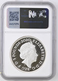 2020 SILVER PROOF 2OZ FIVE POUNDS THREE GRACES PF70 ULTRA CAMEO TOP POP - NGC SILVER COINS - Cambridgeshire Coins