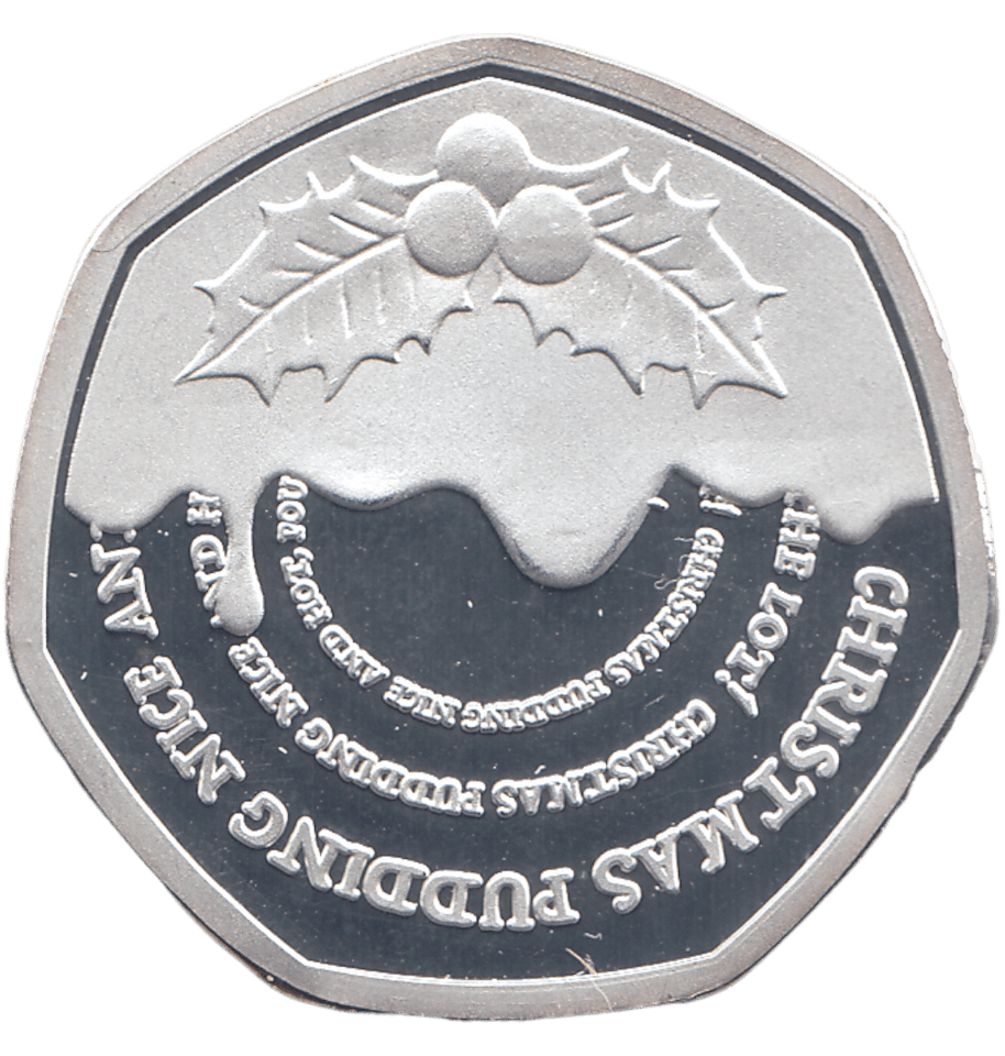 2020 SILVER PROOF 50 PENCE SHAPE 25 CENTS CHRISTMAS PUDDING - WORLD COINS - Cambridgeshire Coins