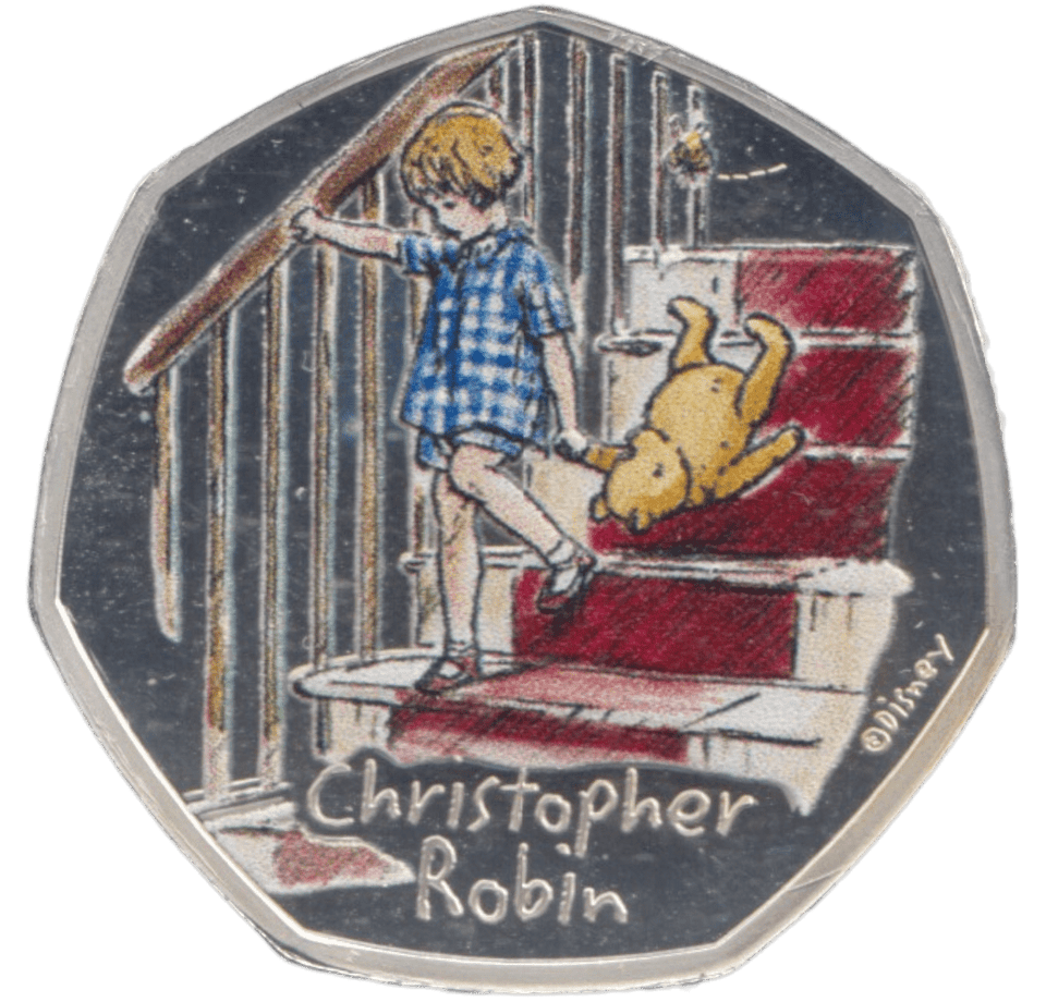 2020 SILVER PROOF COLOURED 50 P CHRISTOPHER ROBIN - 50P Silver Proof - Cambridgeshire Coins