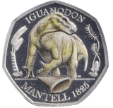 2020 SILVER PROOF COLOURED 50P IGUANODON - 50P Silver Proof - Cambridgeshire Coins