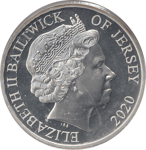 2020 SILVER PROOF FIVE POUND BAILIWICK OF JERSEY - SILVER WORLD COINS - Cambridgeshire Coins