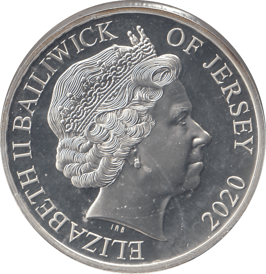2020 SILVER PROOF FIVE POUND BAILIWICK OF JERSEY - SILVER WORLD COINS - Cambridgeshire Coins