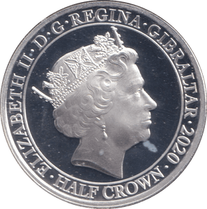 2020 SILVER PROOF HALF CROWN GIBRALTAR - SILVER WORLD COINS - Cambridgeshire Coins