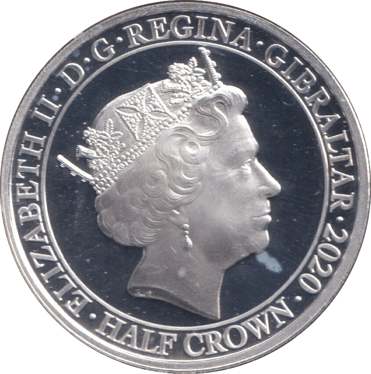 2020 SILVER PROOF HALF CROWN GIBRALTAR - SILVER WORLD COINS - Cambridgeshire Coins