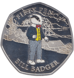 2020 SILVER PROOF ISLE OF MAN BILL BADGER 50P - 50P Silver Proof - Cambridgeshire Coins