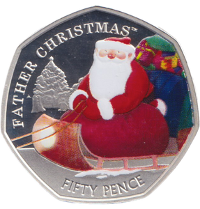 2020 SILVER PROOF PIEDFORT INDIAN OCEAN TERRITORY FATHER CHRISTMAS 50P - 50P Silver Proof - Cambridgeshire Coins