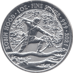 2021 1 OZ FINE SILVER 999 PROOF ROBIN HOOD 2 POUNDS - SILVER WORLD COINS - Cambridgeshire Coins