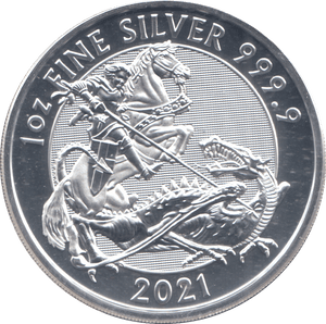 2021 1 OZ FINE SILVER 999 PROOF ST GEORGE DRAGON 2 POUNDS - SILVER WORLD COINS - Cambridgeshire Coins
