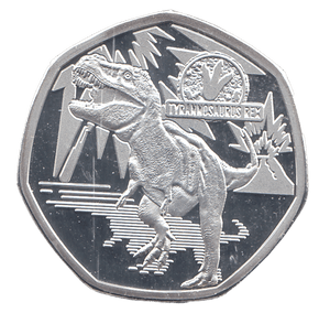 2021 20 CENTS SILVER PLATED TYRANNOSAURUS REX ( PROOF ) - WORLD COINS - Cambridgeshire Coins