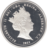 2021 £5 ALDERNEY SILVER PROOF - SILVER WORLD COINS - Cambridgeshire Coins
