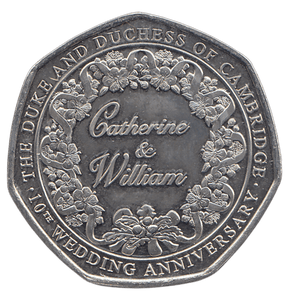 2021 50 PENCE THE DUKE AND DUCHESS OF CAMBRIDGE 10TH ANNIVERSARY - WORLD COINS - Cambridgeshire Coins