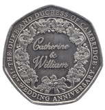 2021 50 PENCE THE DUKE AND DUCHESS OF CAMBRIDGE 10TH ANNIVERSARY - WORLD COINS - Cambridgeshire Coins