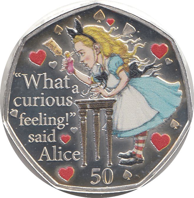 2021 50P ALICE THROUGH THE LOOKING - GLASS ISLE OF MAN SILVER ( PROOF ) - 50P REGIONAL ISSUES - Cambridgeshire Coins