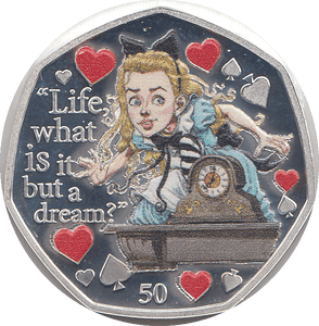 2021 50P ALICE THROUGH THE LOOKING - GLASS ISLE OF MAN SILVER ( PROOF ) - 50P REGIONAL ISSUES - Cambridgeshire Coins