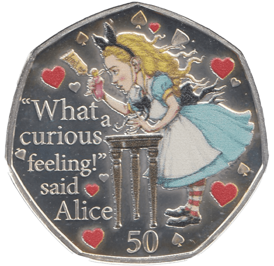 2021 50P ALICE THROUGH THE LOOKING-GLASS ISLE OF MAN SILVER ( PROOF ) - 50P REGIONAL ISSUES - Cambridgeshire Coins