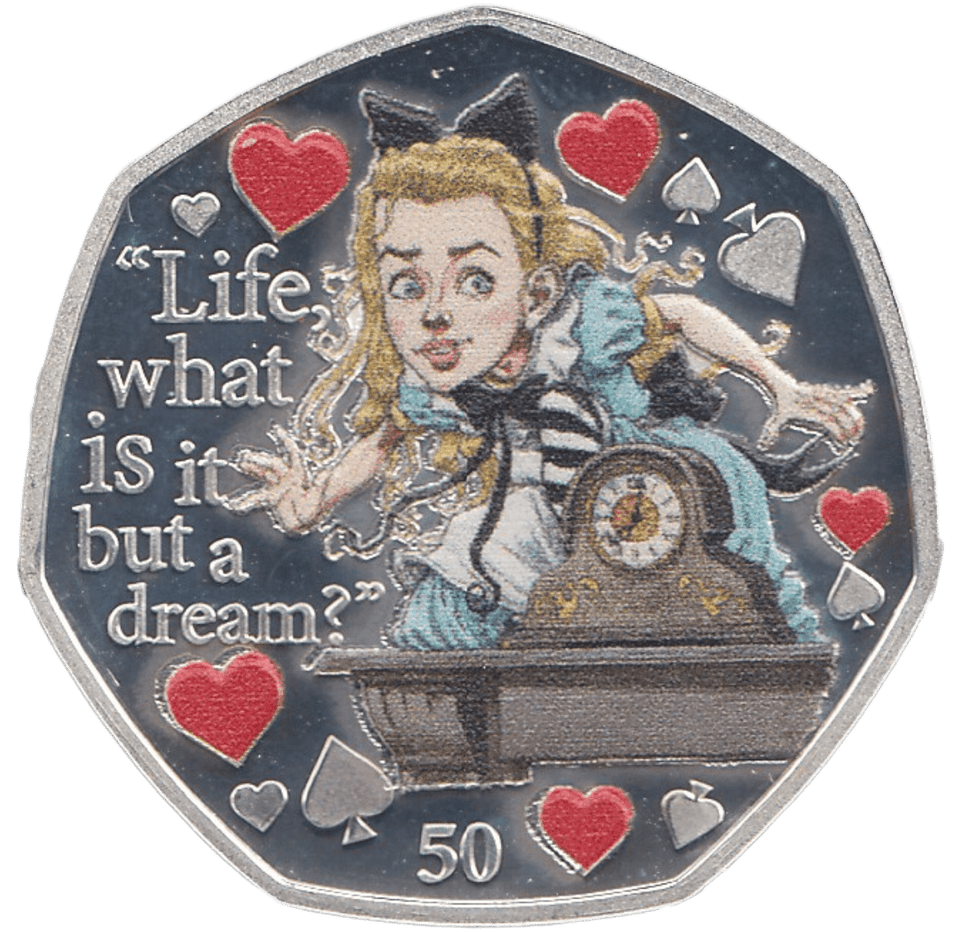 2021 50P ALICE THROUGH THE LOOKING-GLASS ISLE OF MAN SILVER ( PROOF ) - 50P REGIONAL ISSUES - Cambridgeshire Coins