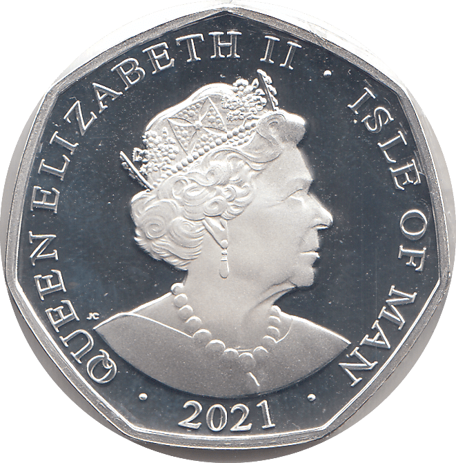 2021 50P ALICE THROUGH THE LOOKING - GLASS ISLE OF MAN SILVER ( PROOF ) - 50P REGIONAL ISSUES - Cambridgeshire Coins