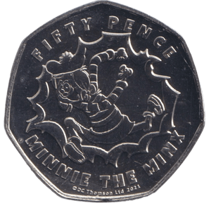 2021 50P BU MINNIE THE MINX DENNIS THE MENACE SERIES - 50p BU - Cambridgeshire Coins
