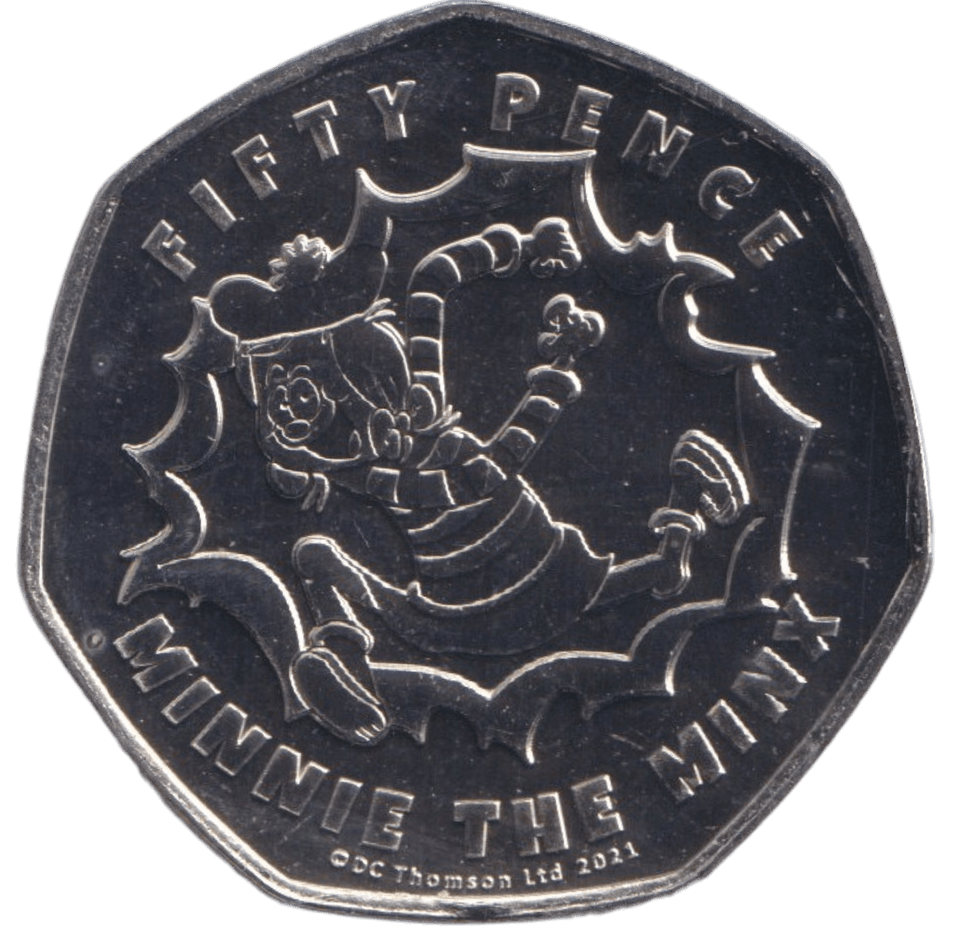 2021 50P BU MINNIE THE MINX DENNIS THE MENACE SERIES - 50p BU - Cambridgeshire Coins