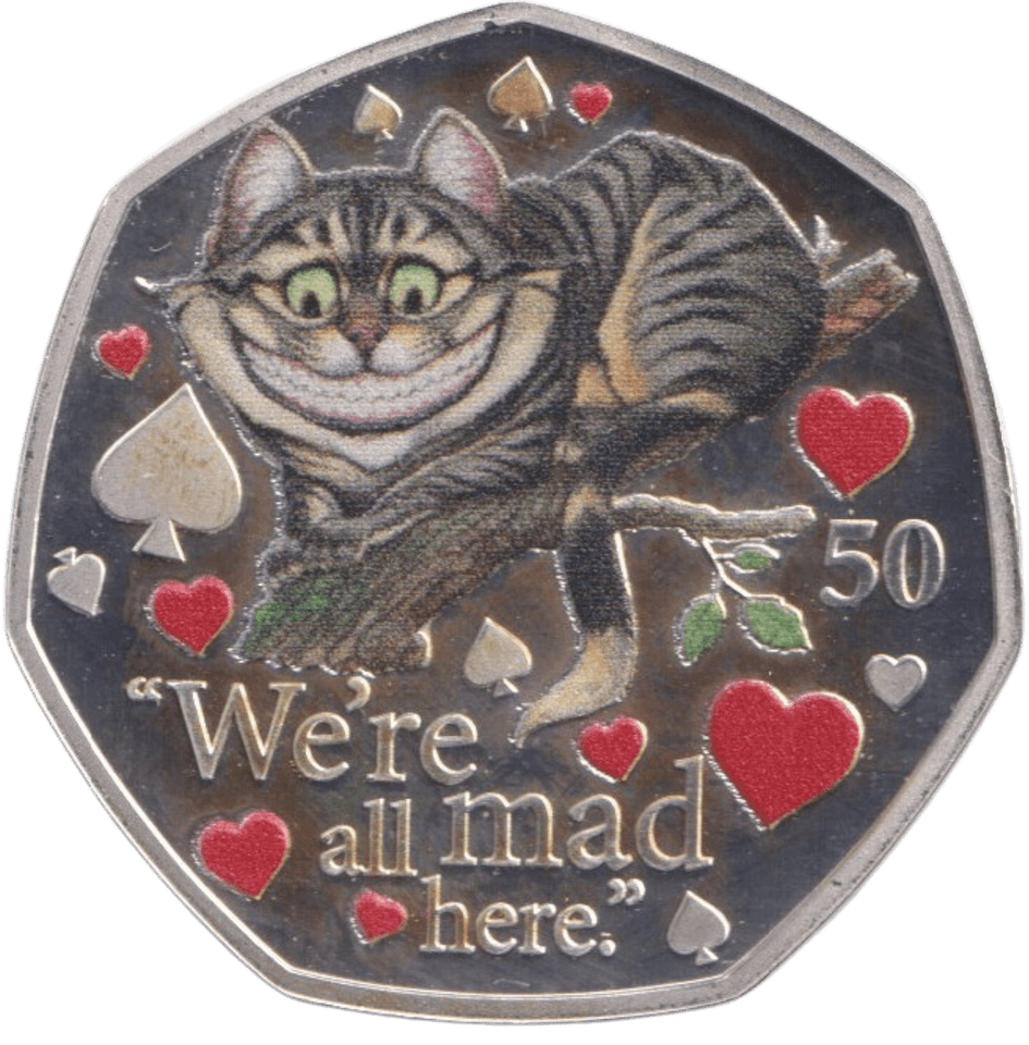 2021 50P CHESHIRE CAT ISLE OF MAN SILVER ( PROOF ) - 50P REGIONAL ISSUES - Cambridgeshire Coins