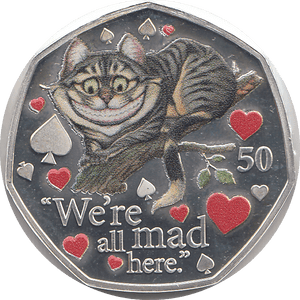 2021 50P CHESHIRE CAT ISLE OF MAN SILVER ( PROOF ) - 50P REGIONAL ISSUES - Cambridgeshire Coins