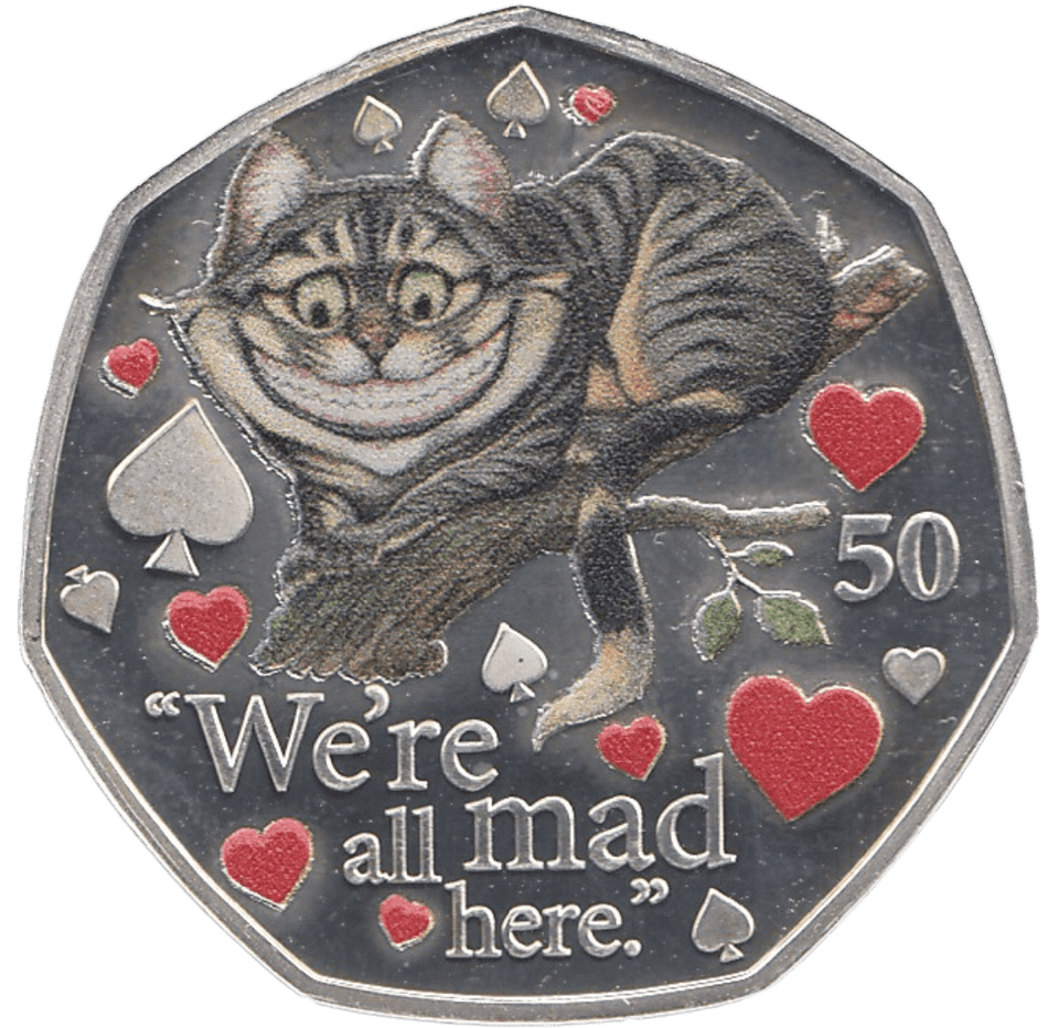 2021 50P CHESHIRE CAT ISLE OF MAN SILVER ( PROOF ) - 50P REGIONAL ISSUES - Cambridgeshire Coins