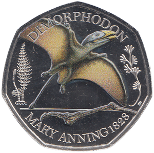 2021 50P DIMORPHODON COLOURED ( BU ) - WORLD COINS - Cambridgeshire Coins
