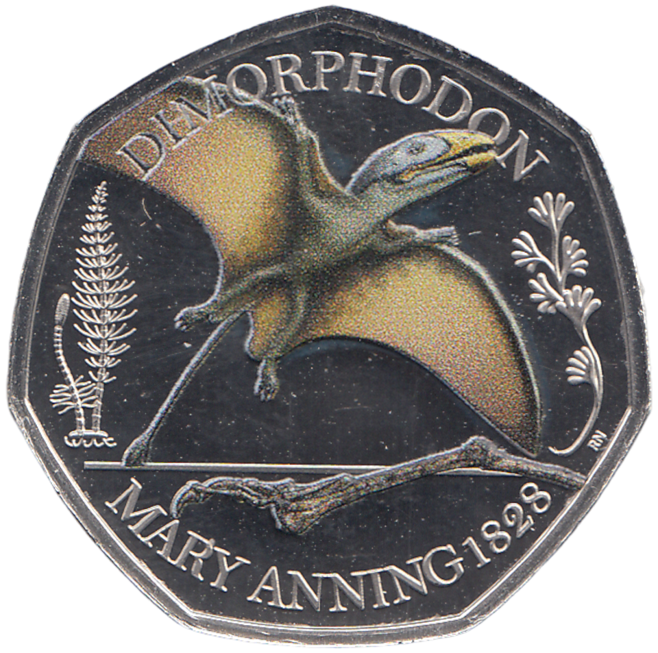 2021 50P DIMORPHODON COLOURED ( BU ) - WORLD COINS - Cambridgeshire Coins