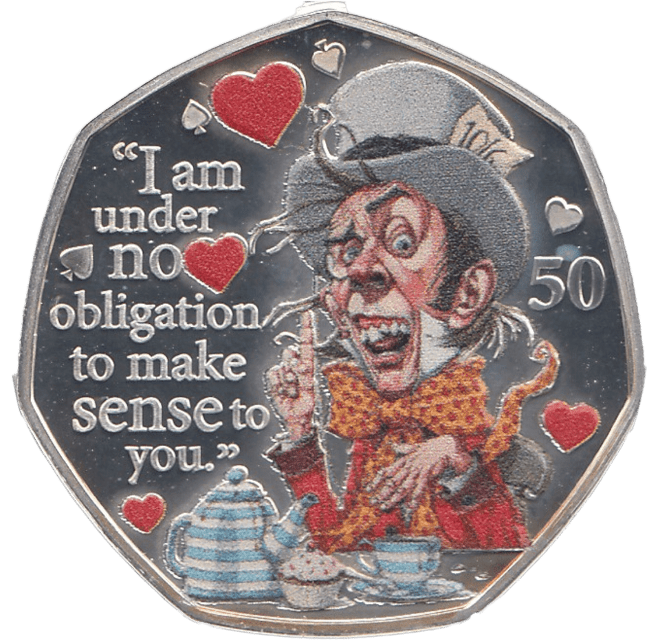 2021 50P MAD HATTER ISLE OF MAN SILVER ( PROOF ) - 50P REGIONAL ISSUES - Cambridgeshire Coins