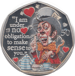 2021 50P MAD HATTER ISLE OF MAN SILVER ( PROOF ) - 50P REGIONAL ISSUES - Cambridgeshire Coins