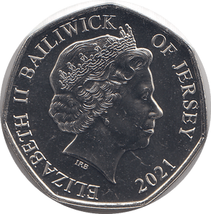 2021 50P POPPY BAILIWICK OF JERSEY COLOURED ( BU ) - 50P REGIONAL ISSUES - Cambridgeshire Coins