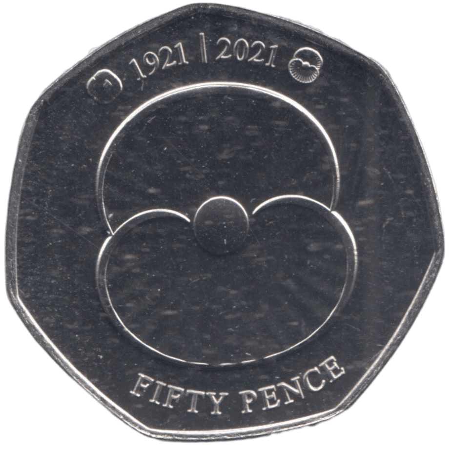 2021 50P POPPY REMEMBRANCE DAY - 50p BU - Cambridgeshire Coins