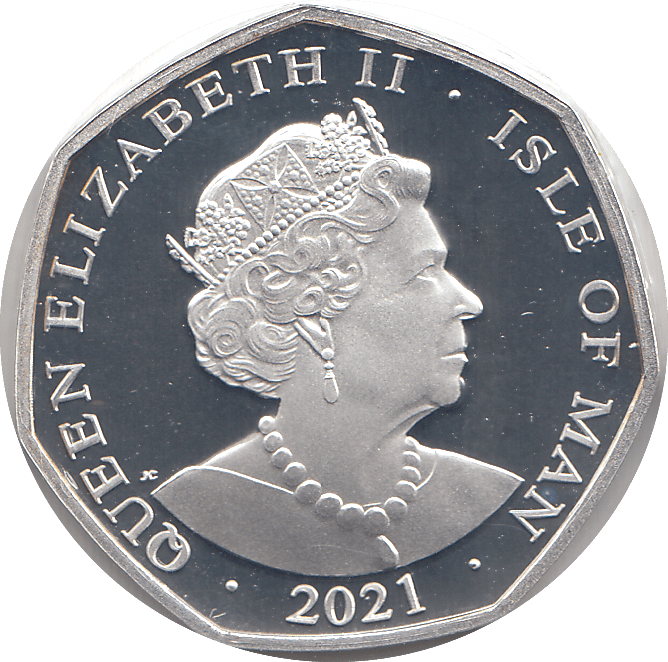 2021 50P RED QUEEN ISLE OF MAN SILVER ( PROOF ) - 50P REGIONAL ISSUES - Cambridgeshire Coins
